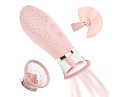 Розовый клиторальный массажер с подвижным язычком