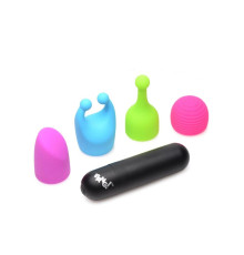 Вибропуля с 4 эластичными насадками Rechargeable Bullet With 4 Attachments