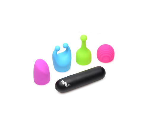 Вибропуля с 4 эластичными насадками Rechargeable Bullet With 4 Attachments