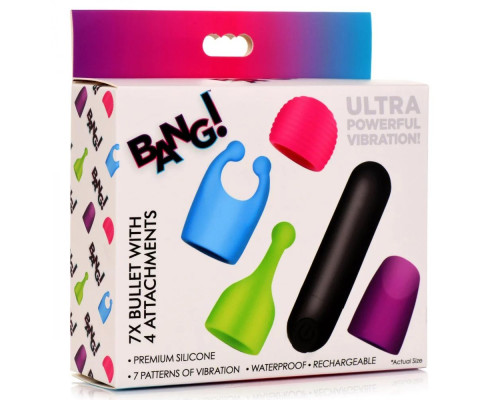 Вибропуля с 4 эластичными насадками Rechargeable Bullet With 4 Attachments