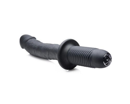 Черный вибратор The Large Realistic 10X Silicone Vibrator with Handle - 30,5 см.