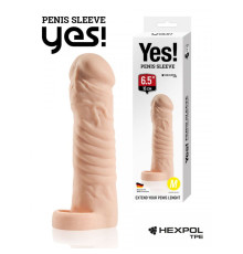 Телесная насадка-удлинитель со вставкой M-размера - 16 см.