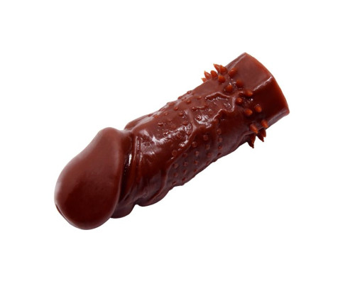 Коричневая насадка на пенис Wolftooth Sleeve - 13 см.