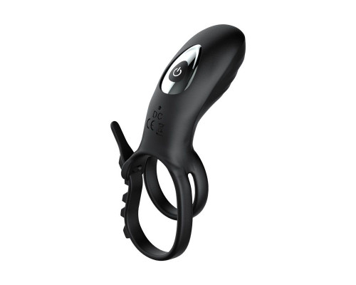 Черное эрекционное кольцо с вибрацией и утяжкой под мошонку