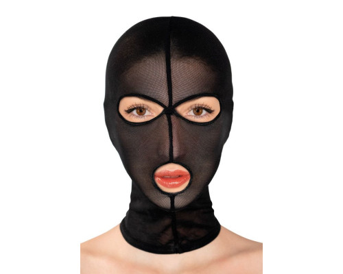 Черная сетчатая маска на голову с отверстиями для глаз и рта