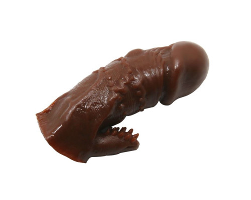 Коричневая насадка на пенис - 11,5 см.