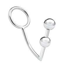 Кольцо на пенис с анальным стимулятором Two Bead Stainless Steel Anal Hook   Cock Ring
