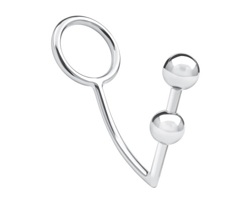 Кольцо на пенис с анальным стимулятором Two Bead Stainless Steel Anal Hook   Cock Ring