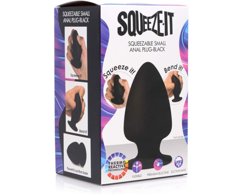 Черная мягкая анальная пробка Squeezable Small Anal Plug - 9 см.