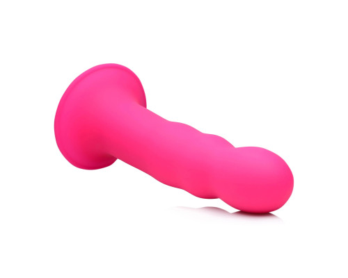 Розовый гибкий фаллоимитатор Squeeze-It Wavy Dildo - 18,3 см.