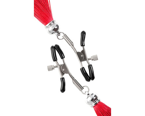 Зажимы на соски «Прищепки» с красными кисточками из шелка