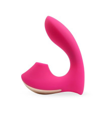 Розовый  L-образный вибромассажёр с вакуумной стимуляцией 3,5’’ Silicone Billow Suction Lover