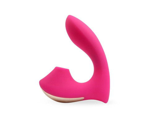 Розовый  L-образный вибромассажёр с вакуумной стимуляцией 3,5’’ Silicone Billow Suction Lover