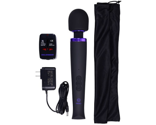 Черный жезловый вибромассажёр Merci Power Wand