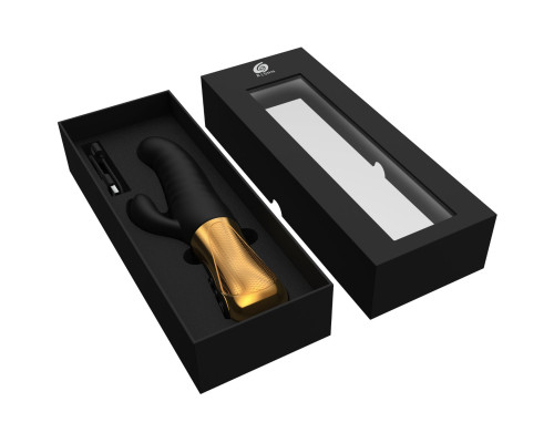 Черный вибратор с возвратно-поступательными движениями Big Thrust Rabbit - 23 см.