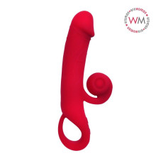 Малиновый вибратор-кролик - 20 см.