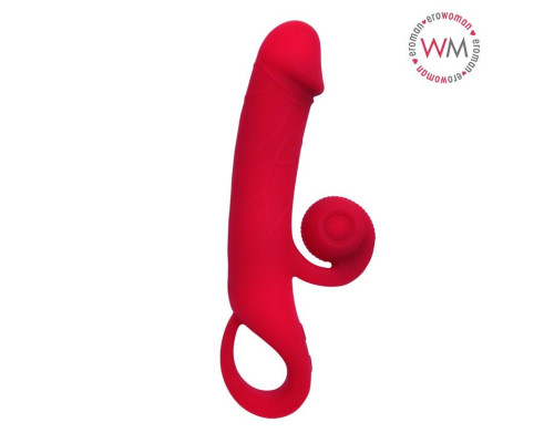 Малиновый вибратор-кролик - 20 см.