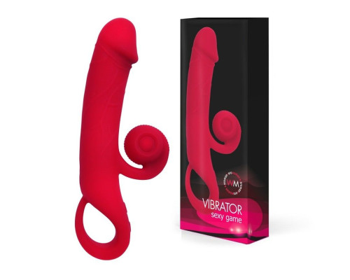 Малиновый вибратор-кролик - 20 см.