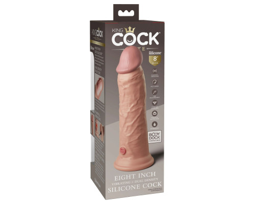 Телесный вибратор-реалистик 8  Vibrating Silicone Dual Density Cock - 22 см.