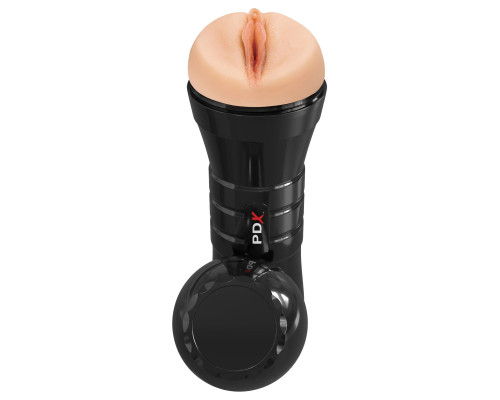 Телесный мастурбатор-вагина в черной колбе Super Juicy Snatch XXL