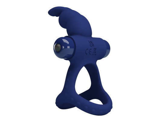 Синее эрекционное кольцо с вибрацией Luchito