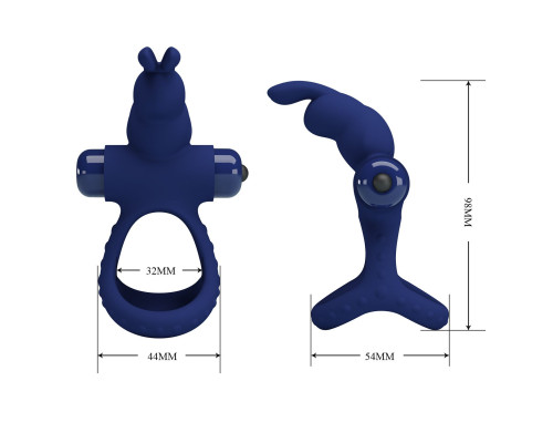 Синее эрекционное кольцо с вибрацией Luchito