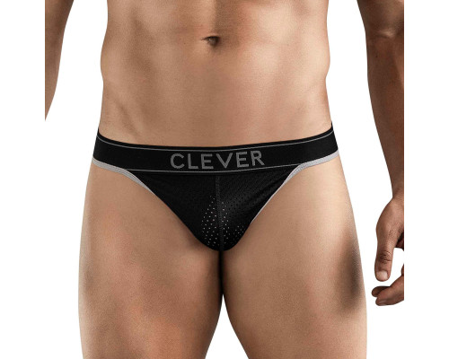 Черные перфорированные трусы-тонги Clever Ambar Thong