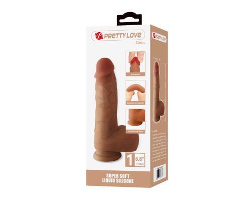 Телесный фаллоимитатор из жидкого силикона Curtis - 17,3 см.