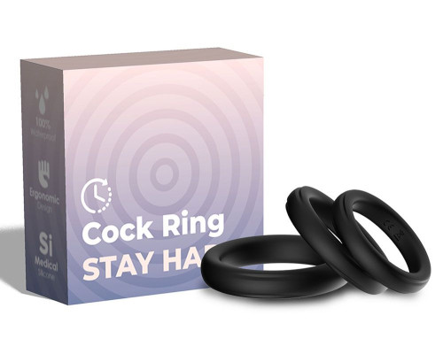 Набор из 3 черных эрекционных колец Stay Hard
