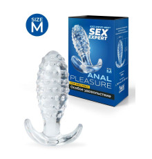 Прозрачная анальная пробка с шишечками - 8 см.