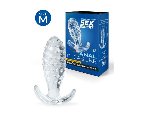 Прозрачная анальная пробка с шишечками - 8 см.