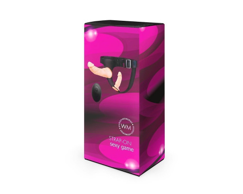 Женский страпон с 2 насадками, вибрацией и пультом ДУ