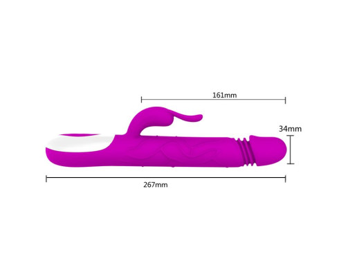 Перезаряжаемый вибратор Adrian с rolling-функцией и клиторальным отростком - 26,7 см.