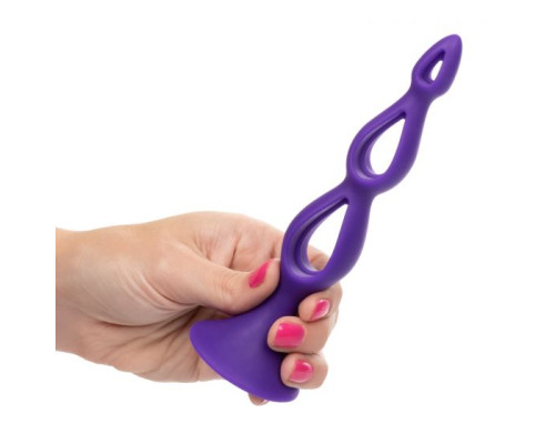 Фиолетовая анальная елочка Silicone Triple Probe - 14,5 см.