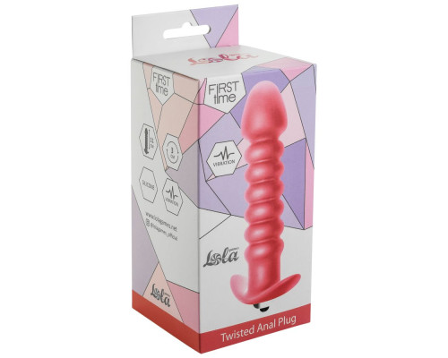 Розовая анальная вибропробка Twisted Anal Plug - 13 см.