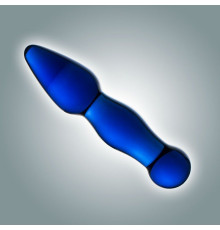 Синий анальный стимулятор из стекла - 13 см.