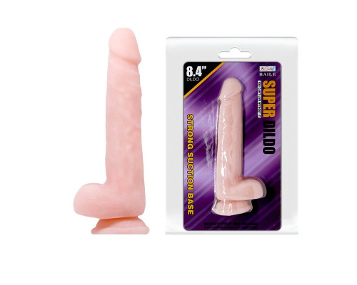 Телесный фаллоимитатор на присоске Super Dildo - 21,5 см.