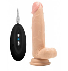 Телесный вибратор-реалистик Vibrating Realistic Cock 8  With Scrotum - 20 см.