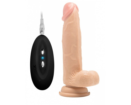 Телесный вибратор-реалистик Vibrating Realistic Cock 8  With Scrotum - 20 см.