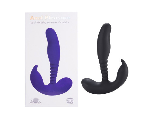 Черный стимулятор простаты Anal Pleasure Dual Vibrating Prostate Stimulator - 13,5 см.