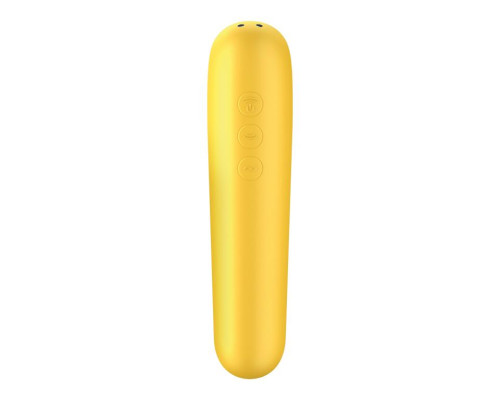 Желтый вакуум-волновой стимулятор клитора Dual Love