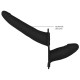 Черный двойной страпон Adjustable на ремешках - 16 см.