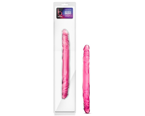 Розовый двусторонний фаллоимитатор 14 Double Dildo - 35,5 см.