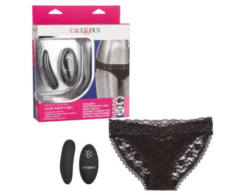 Черные кружевные трусики с вибромассажером Remote Control Panty Set L/XL