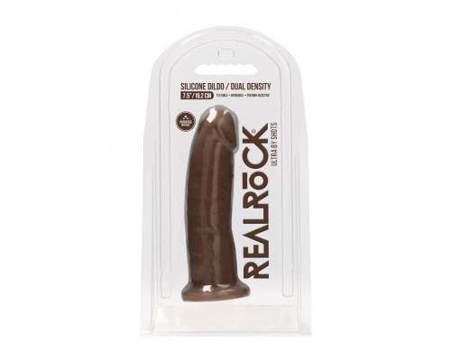 Коричневый фаллоимитатор без мошонки Silicone Dildo Without Balls - 19,2 см.