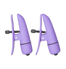Фиолетовые зажимы-прищепки с вибрацией Nipplettes
