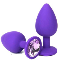 Фиолетовая анальная пробка с сиреневым кристаллом - 9,5 см.