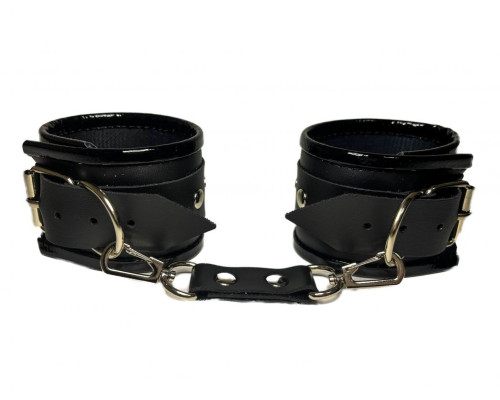 Черные наручники из эко-кожи