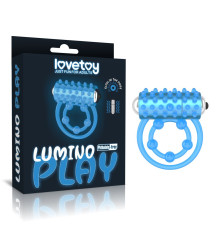 Голубое, светящееся в темноте виброкольцо Lumino Play Vibrating Penis Ring