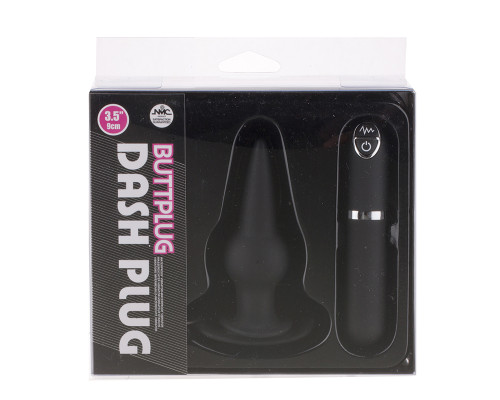 Черная вибровтулка Dash Butt Plug With Mini Controller III - 9 см.